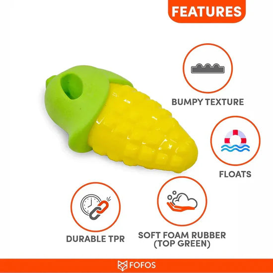 FOFOS Vegi-Bites Corn Squeaky Chew Dog Toy - Small