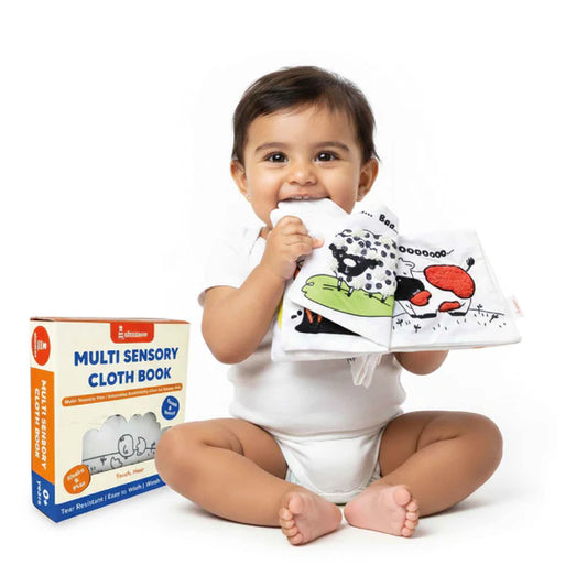 Baby’s First Book – High Contrast Soft Sensory Cloth Book with Interactive Activities