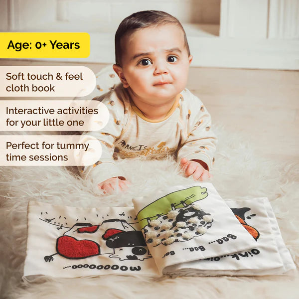 Baby’s First Book – High Contrast Soft Sensory Cloth Book with Interactive Activities
